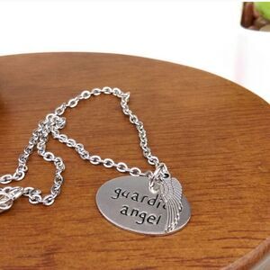 Guardian Angel Silver tone necklace 17" long